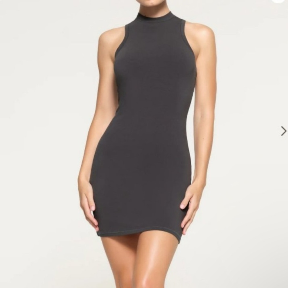 SKIMS NWT New Vintage - Mock Neck Mini Dress COLOR ASH SZ XSMALL